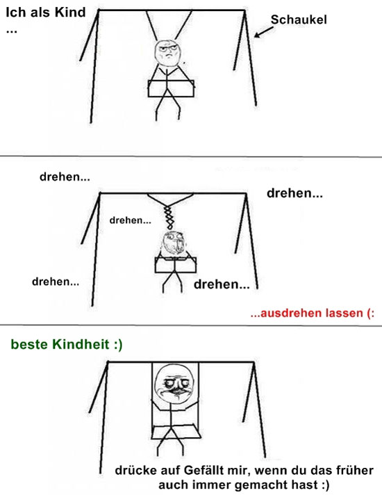 Ich als Kind beim Schaukeln