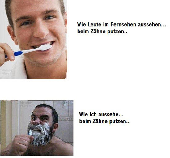 Ich beim Zähneputzen