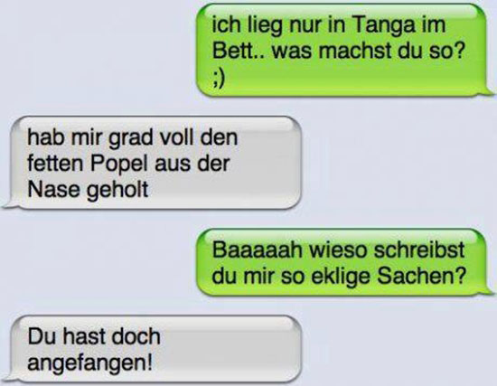 Ich lieg mit dem Tanga im Bett und was machst du...