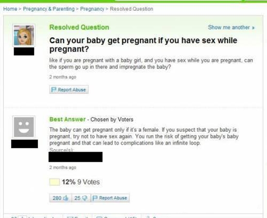Kann dein Baby schwanger werden - Yahoo Fail Bild