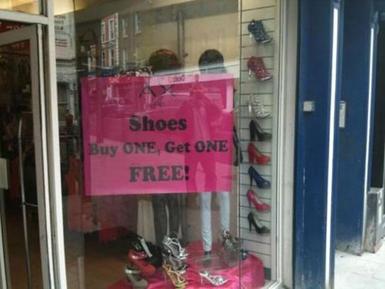 kauf einen schuh kriegst den anderren gratis