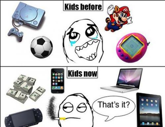 Kinder damals - Kinder heute - Meme Bild