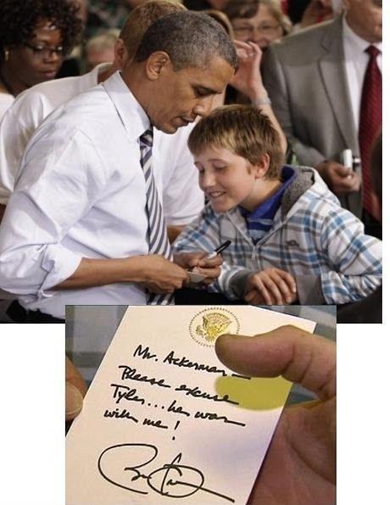 Mr. Ackerman, bitte enschuldigen Sie Tyler. Er war bei mir - Barack Obama Win Bild