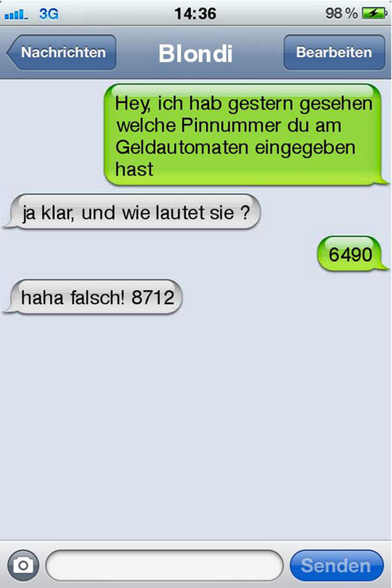 Pinnummer SMS FAIL