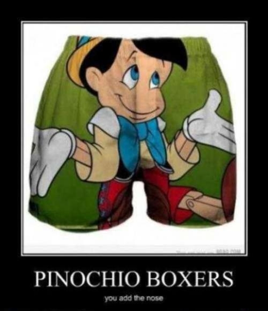Pinocchio Boxershorts - DeMotivational Bild