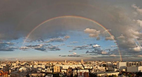rainbow over the city