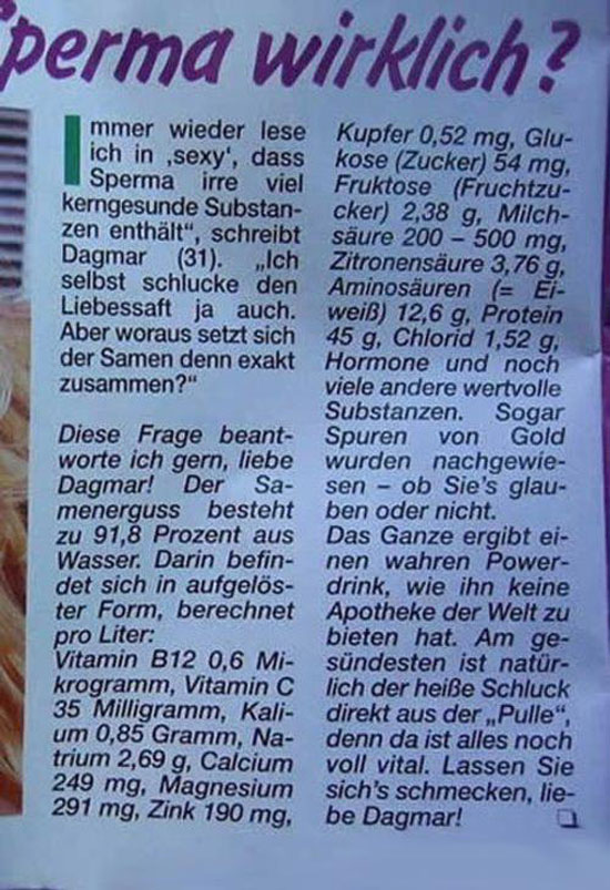 sperma wirkt wunder