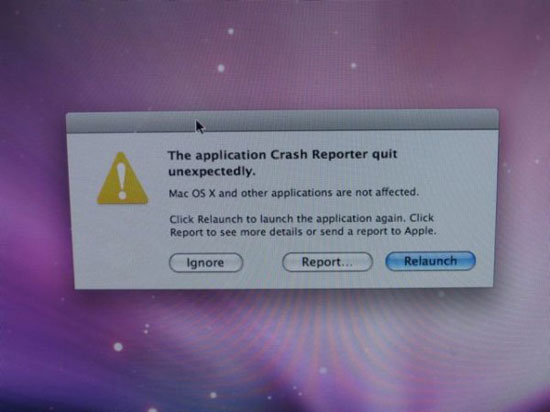 the crash reporter has crashed 4504