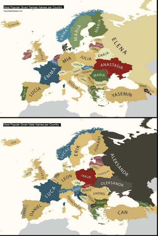 the most popular names per country 4103