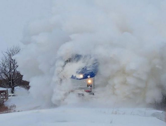 train in snow