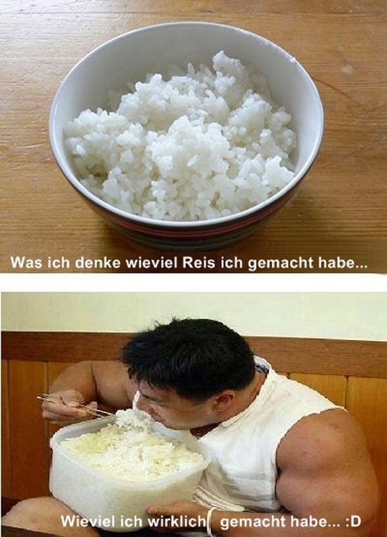 Was ich denke wieviel Reis ich gemacht habe...