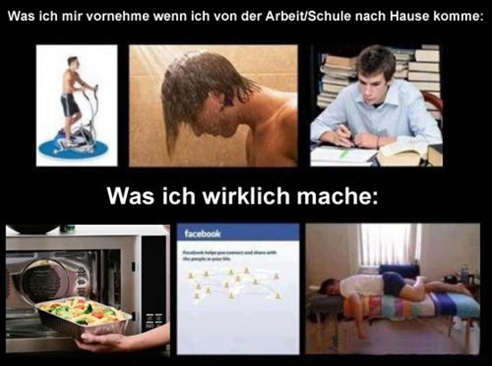 Was ich mir vornehme wenn ich von der Arbeit oder Schule nach Hause komme - Vorstellung vs. Realität
