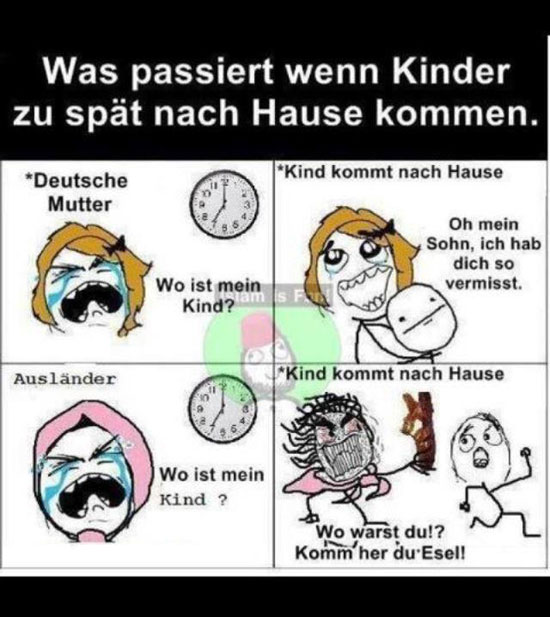 Was passiert wenn Kinder zu spät nach Hause kommen...