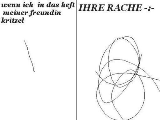 Wenn ich in das Heft meiner Freundin kritzel