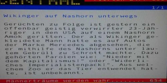 Wikinger auf Nashorn unterwegs - Teletext Fail Bild