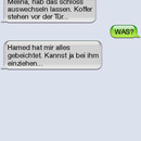 sms fail Koffer steht vor der tuer